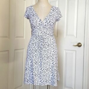 Vintage 90'S WET SEAL White Black Floral Faux Wrap Dress